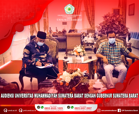 AUDIENSI REKTOR UNIVERSITAS MUHAMMADIYAH SUMATERA BARAT DENGAN GUBERNUR SUMATERA BARAT TERKAIT FOKUS GRUP DISKUSI TINGKAT NASIONAL DENGAN PETANI GAMBIR
