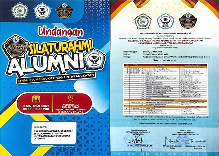 Alumni IKA STMH – FH UM Sumatera Barat Gelar Silaturahmi Lintas Angkatan di Bukittinggi