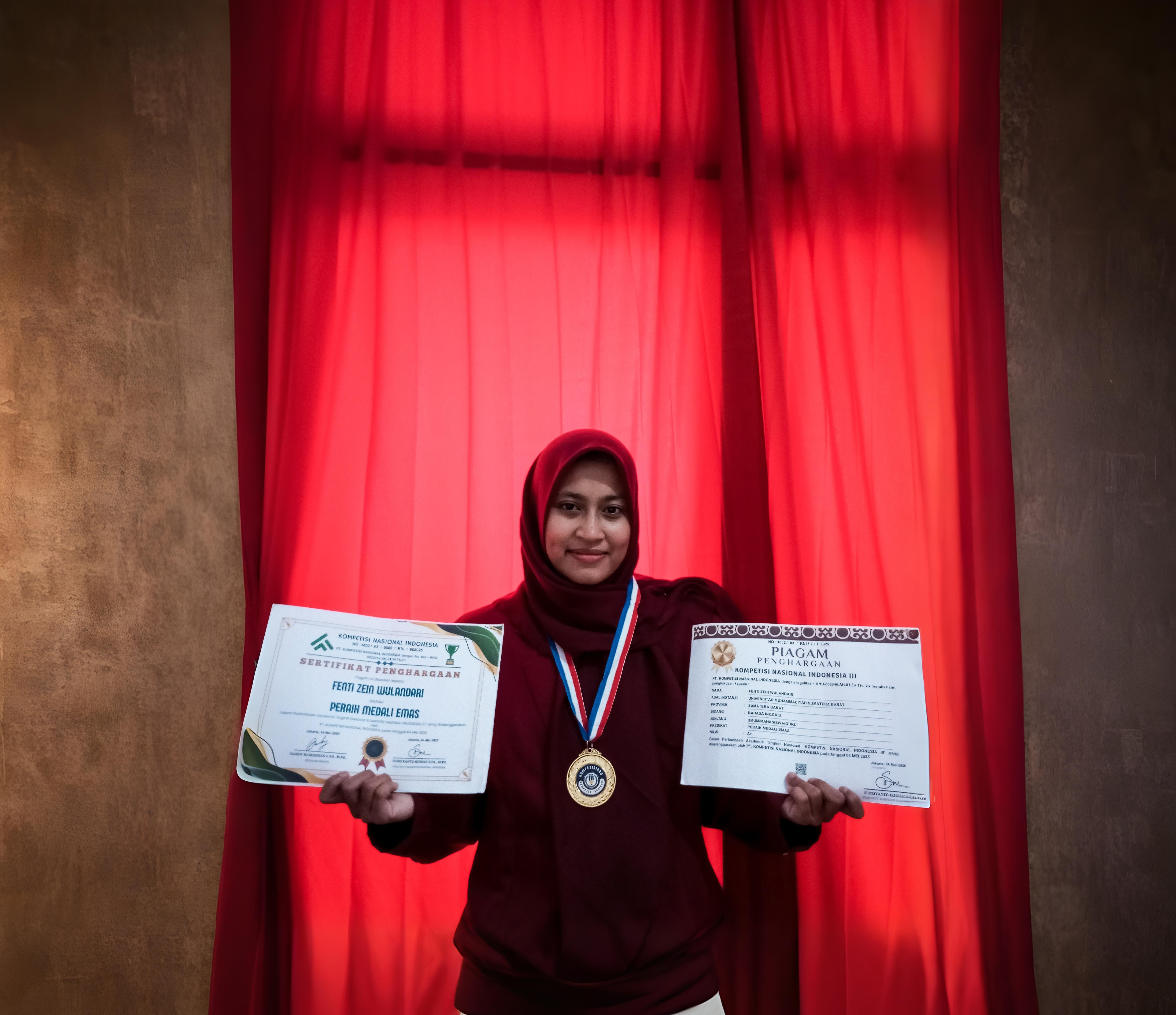 Fenti Zein Wulandari, Mahasiswi FKIP UM Sumatera Barat Raih Emas dalam Kompetisi Nasional Indonesia 3.0