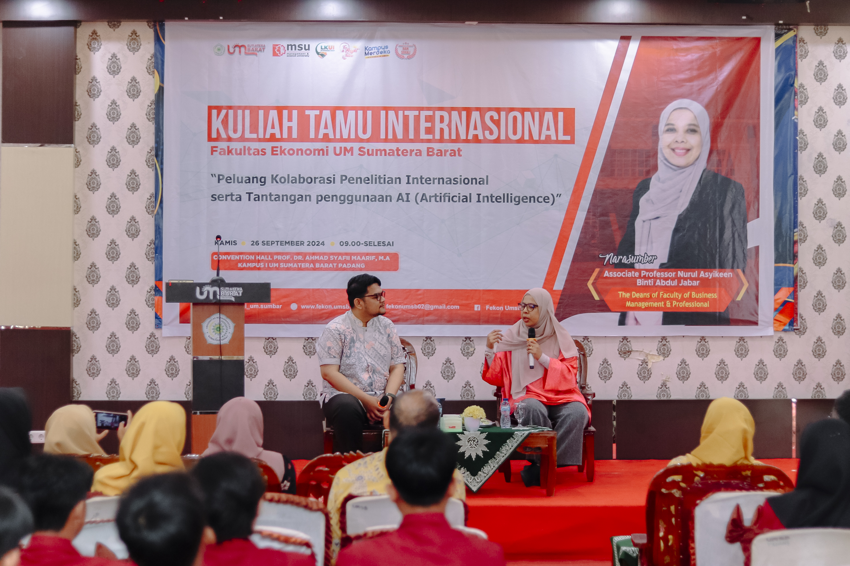 Fakultas Ekonomi UM Sumatera Barat Adakan Kuliah Tamu Internasional: Peluang Kolaborasi Penelitian Internasional dan Tantangan Penggunaan AI (Artificial Intelegence)