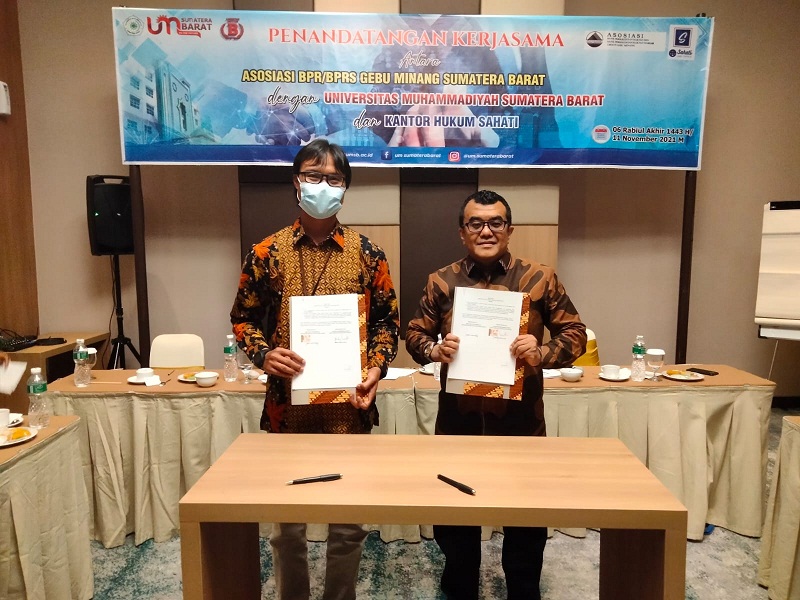 Asosiasi BPR/BPRS Gebu Minang Sumatera Barat Tandatangani Kerjasama dengan UM Sumatera Barat dan Kantor Hukum Sahati