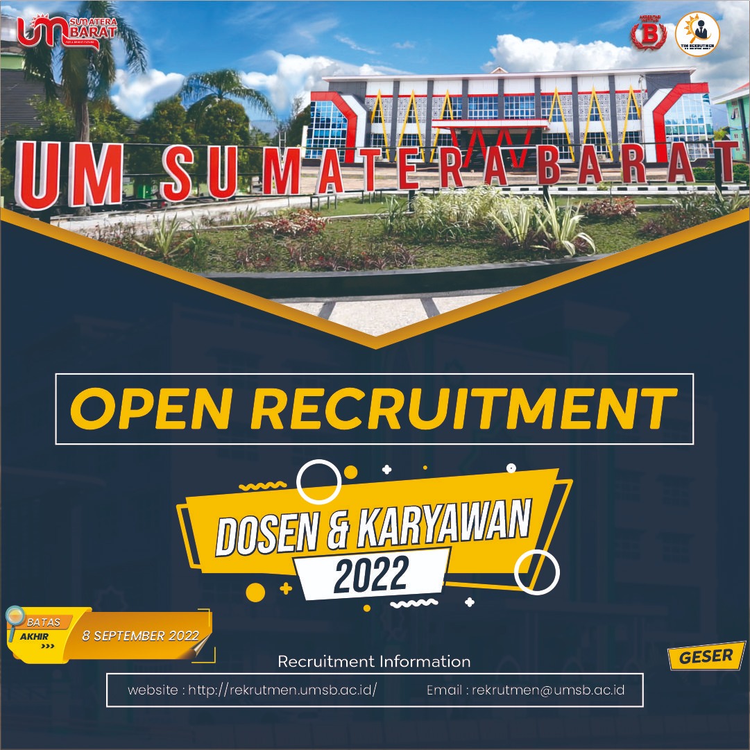 Rekrutmen Dosen Tetap dan Karyawan  UM Sumatera Barat Tahun 2022