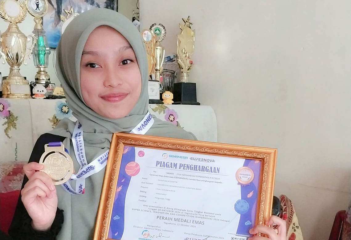 Kalahkan 10 Ribu Peserta, Rahmi Aulia Syafitri Mahasiswi FKIP UM Sumatera Barat Raih Medali Emas Olimpiade Matematika Supernova Tingkat Nasional