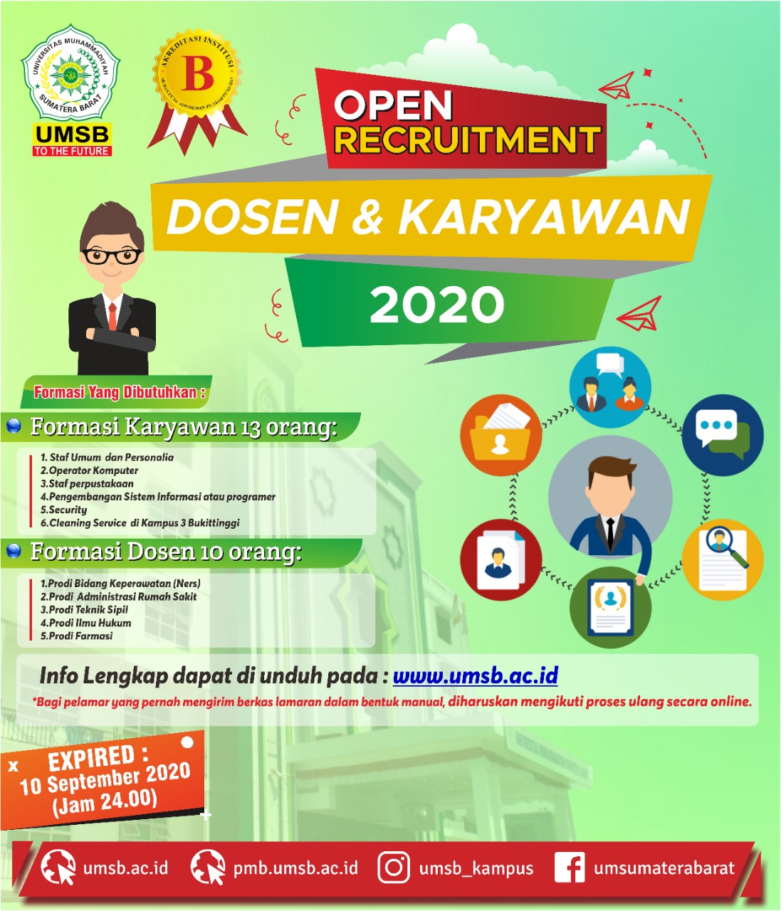 SAMBUT MAHASISWA BARU UMSB REKRUT DOSEN DAN KARYAWAN SERTA BUKA PUSAT PENGEMBANGAN BAHASA