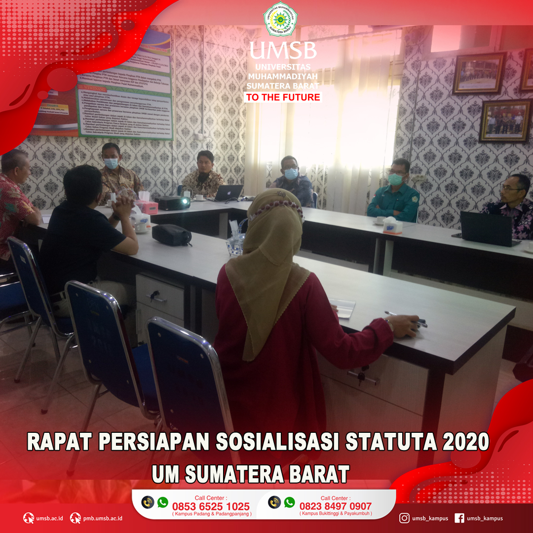  RAPAT PIMPINAN UM SUMATERA BARAT DENGAN TIM REGULASI TERKAIT PERSIAPAN SOSIALISASI STATUTA 2020