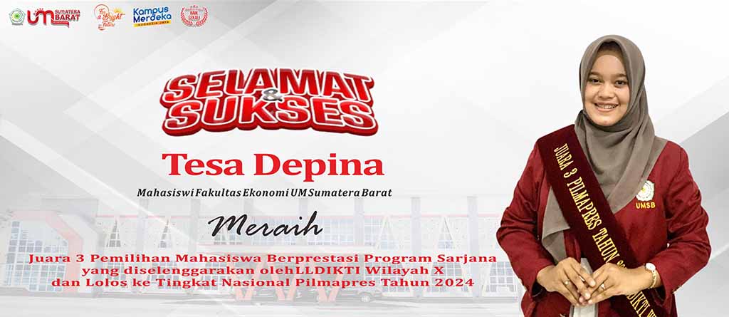 Tesa Depina, Mahasiswa UM Sumbar Lulus ke Tingkat Nasional Pilmapres 2024 