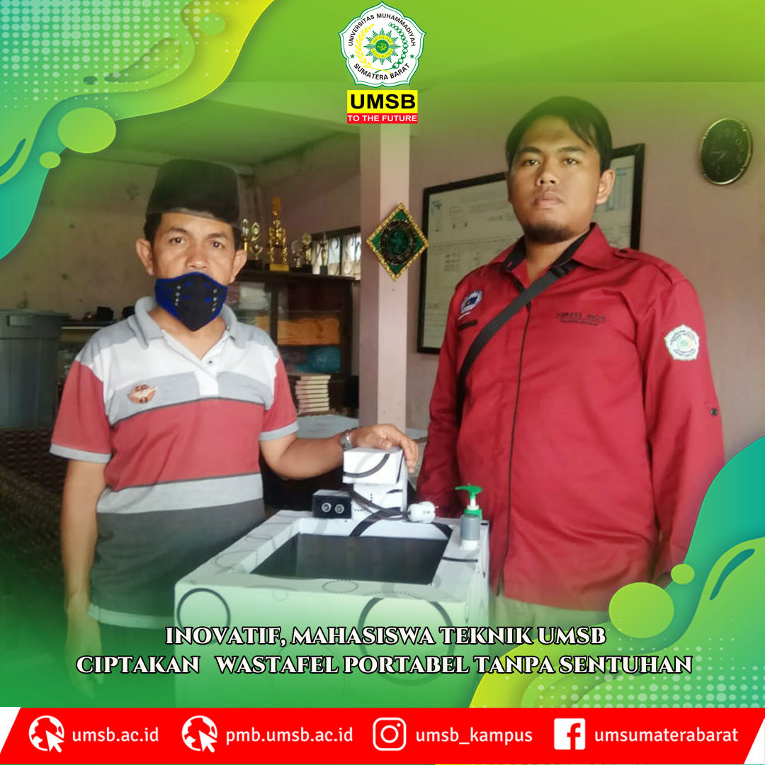 INOVATIF, MAHASISWA TEKNIK UMSB CIPTAKAN   WASTAFEL PORTABEL TANPA SENTUHAN