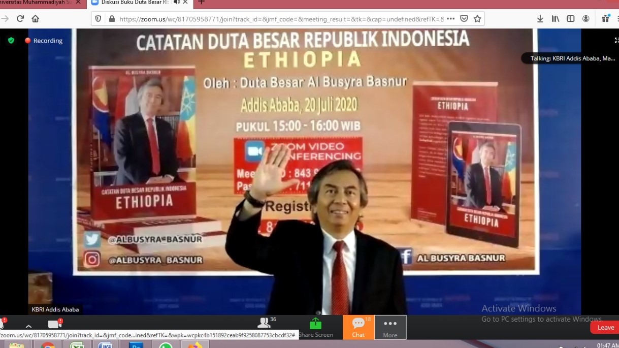 UMSB gelar diskusi dan bedah buku online bersama DUBES RI untuk ETHIOPIA (Al Busyra Basnur)