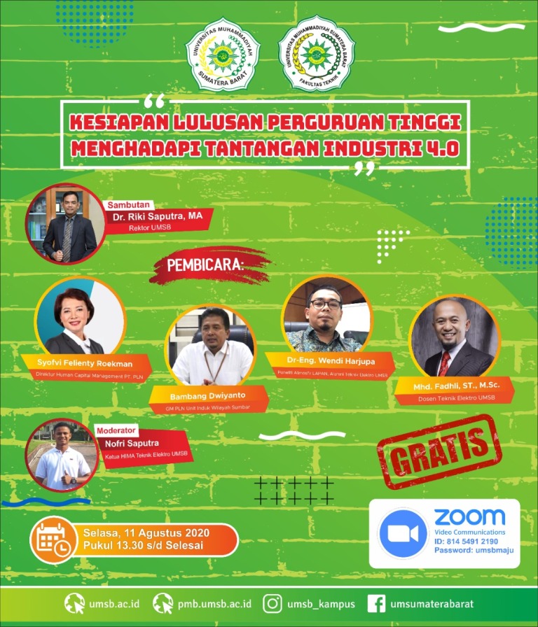 Webinar Fakultas Teknik UMSB “Kesiapan Perguruan Tinggi Menghadapi Tantangan Industri 4.0”