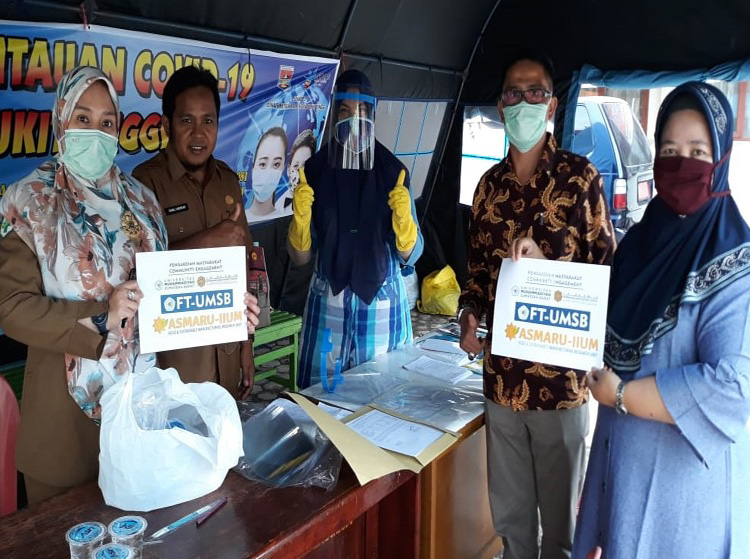 Pencegahan COVID-19  Fakultas Teknik UMSB Bekerja sama dengan ASMARU-IIUM Malaysia Produksi APD