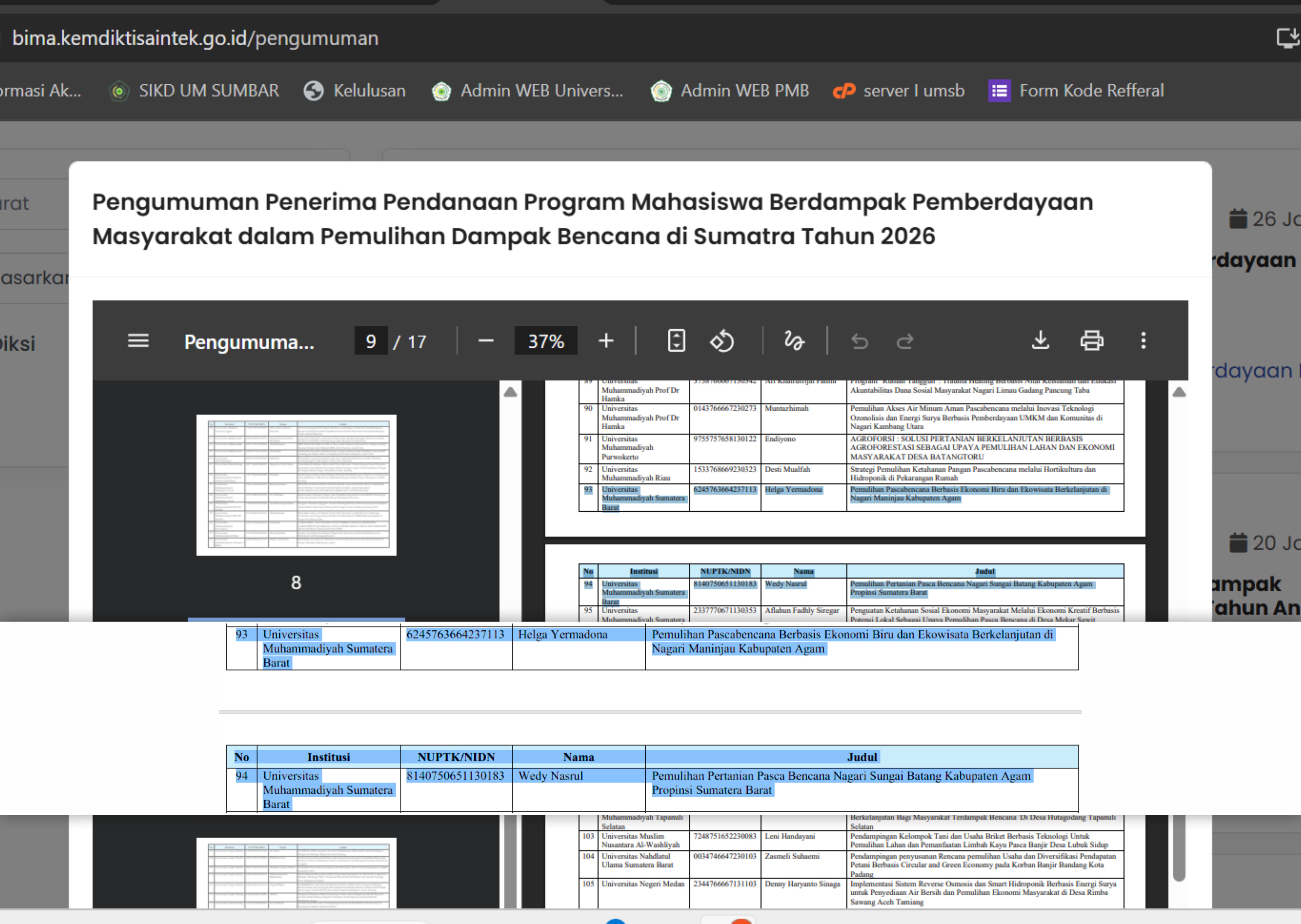 UM Sumatera Barat Lolos Dua Tim pada Program Mahasiswa Berdampak Tahun 2026