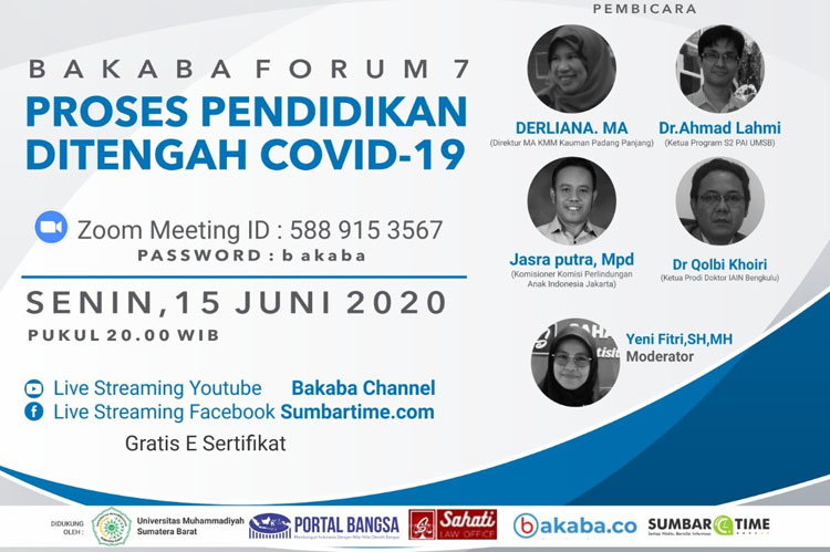 Bakaba Forum 7 dengan tema “Covid- 19 dan Roman Baru Pendidikan"