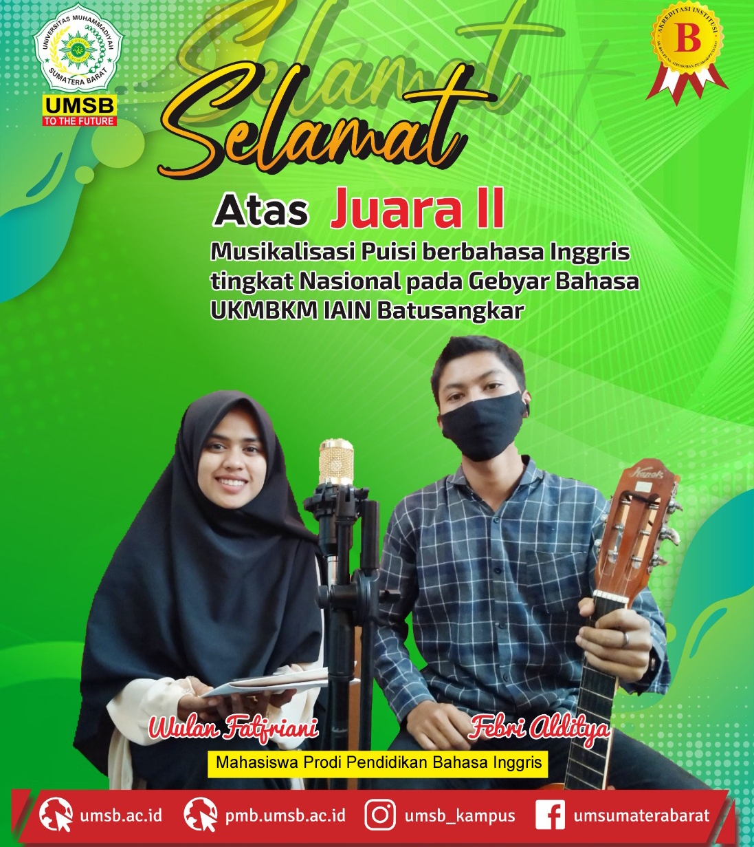 Mahasiswa UMSB Raih Juara II Musikalisasi Puisi berbahasa Inggris Tingkat Nasional 
