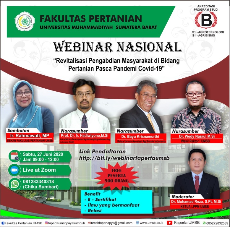 Webinar Revitalisasi Pengabdian Masyarakat di Bidang Pertanian Pasca Pandemi Covid-19